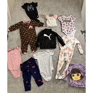 Lot of 12 month baby girl clothes.‎ Puma, Carter, Dora The explorer,  All EUC!